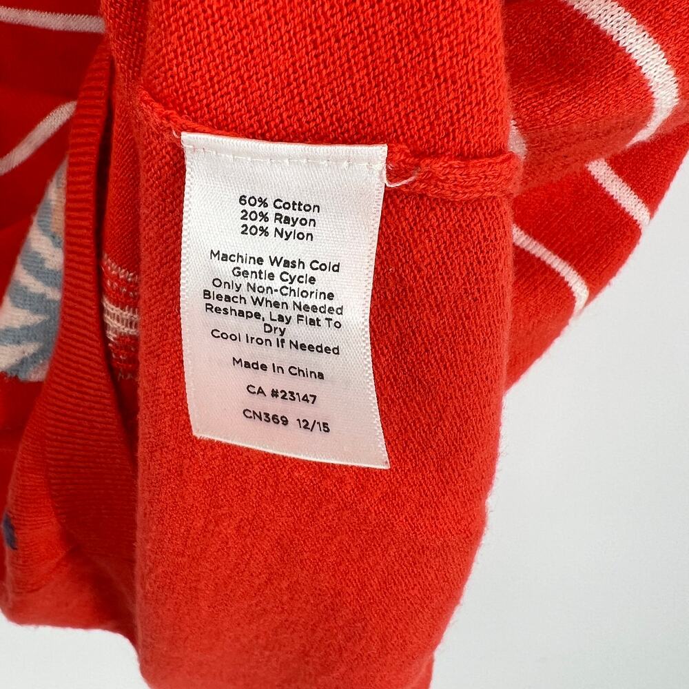 Talbots Red Orange Striped Monkey Knit Top Size Small - Picture 5 of 6